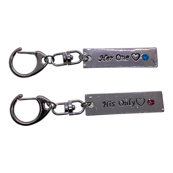 Couples Boyfriend Girlfriend HER ONE HIS ONLY Key Chain Ring Gift Box Set - Picture 2 of 4